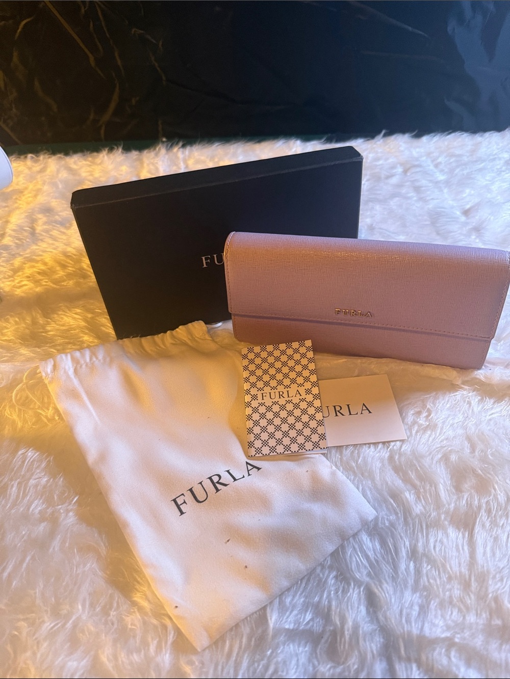 Furla Lavender Leather Flap Wallet with Logo Detail
